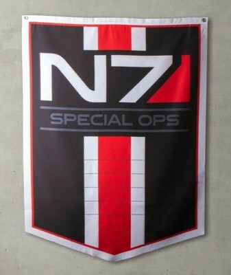 Mass Effect 1 2 3 Legendary Edition N7 Special Ops Team Banner Flag 3'x4' Figure