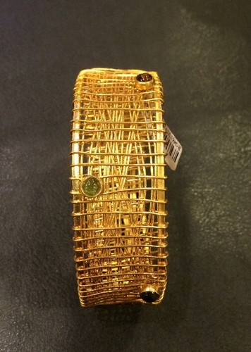 NWT Gold Plated Sterling Silver Bangle Semiprecious Stones 46.5 Grams MSRP $255