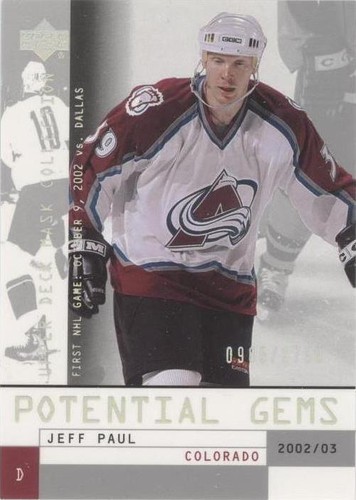 2002-03 Upper Deck Mask Collection - Jeff Paul #139