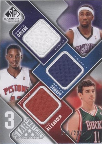 2009-10 SP Game Used - Joe Alexander/Donte Greene/Walter Sharpe #3S-GAS