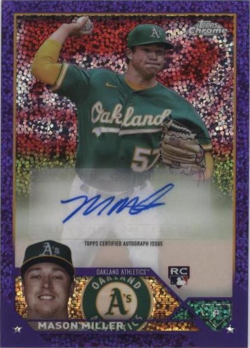 2023 Topps Chrome Update Series - Autographs Purple Speckle Refractor #AC-MMI Mason Miller /299 (AU, RC)