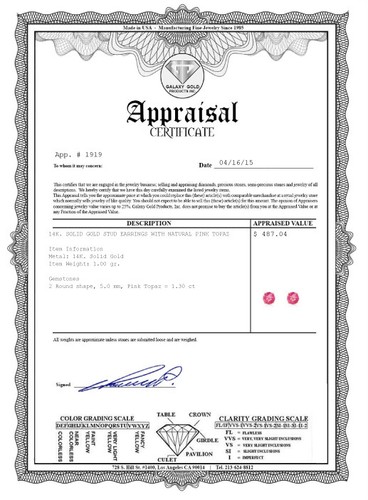 Pre-owned Galaxy Gold Products 1.3 Ct 14k Solid Yellow Gold Pink In June Pink Topaz Earrings