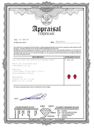 Pre-owned Galaxy Gold Products 1.8 Carat 14k Solid White Gold Stud Earrings Natural Ruby