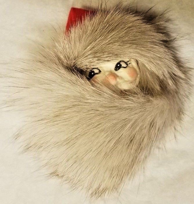 Santa Clause Fur Pin Brooch Hand Crafted Brooch