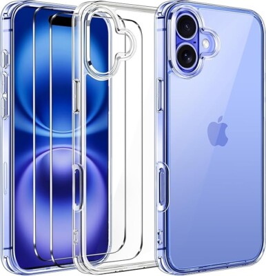 CLEAR CASE FOR IPHONE 16 PLUS WITH SCREEN PROTECTOR