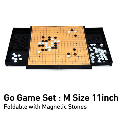 Go Game Board Set Baduk Board Portable with Magnetic Stone Foldable Go Game Set