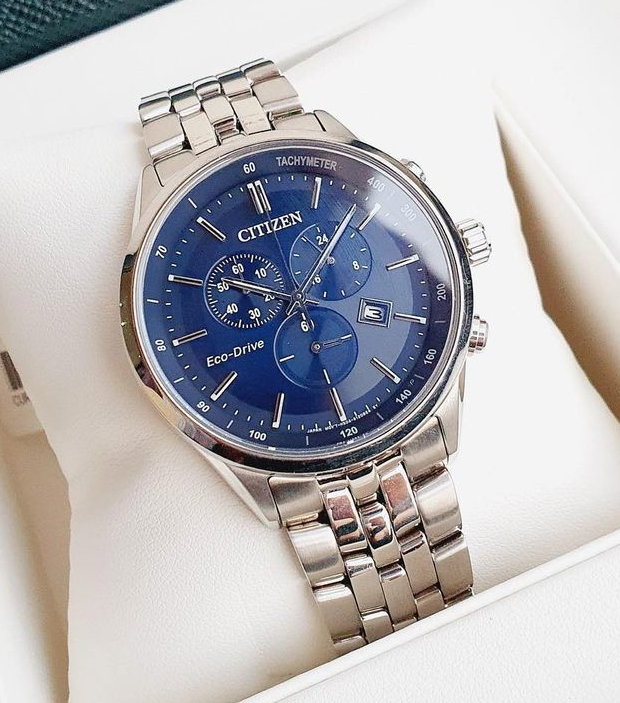 Pre-owned Citizen Eco-drive Chronograph Blue Date Display Sapphire Men's Watch At2141-52l