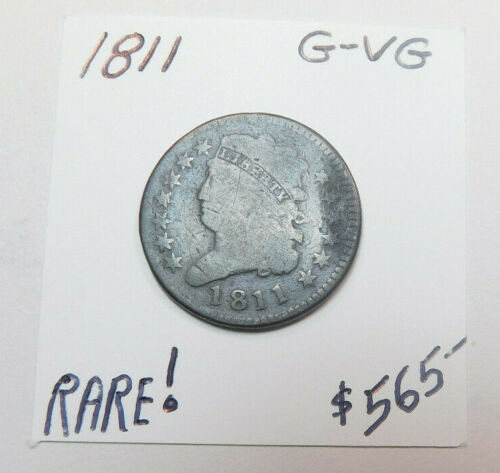 SCARCE! 1811 KEY DATE HALF CENT - ORIGINAL, NEVER CLEANED G -VG  FREE SHIPPING!