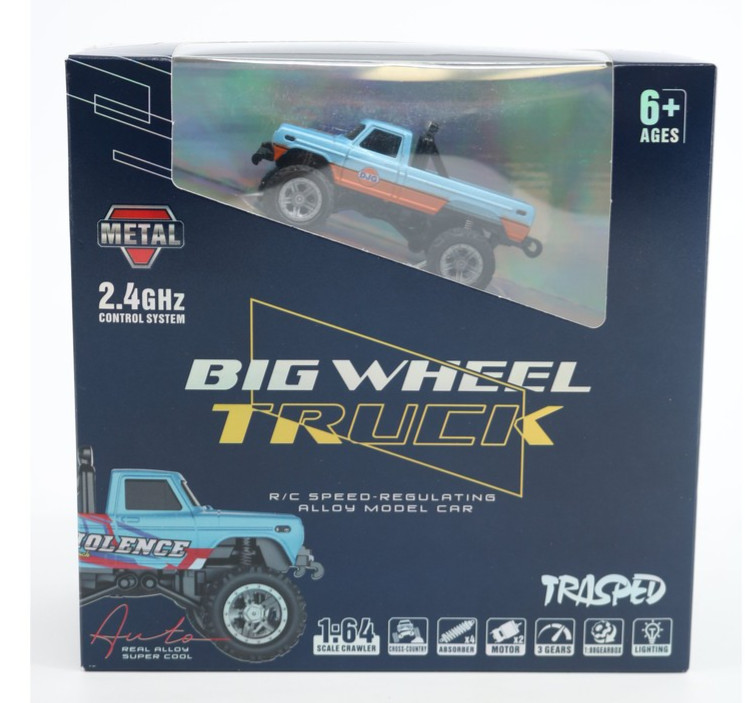 Cool Model Big Wheel Truck 2.4ghz Rc Trasped 1/64 Scal Car Diecast