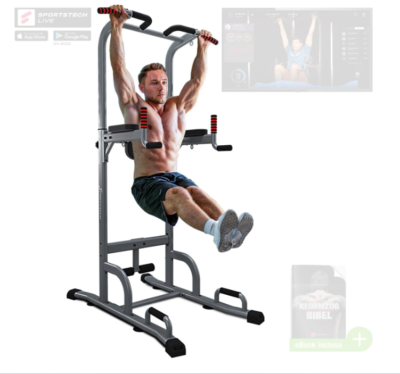 Sportstech PT300 Power Tower, 7-in-1 Home Gym Tools, Pull-Ups and Dip Bars