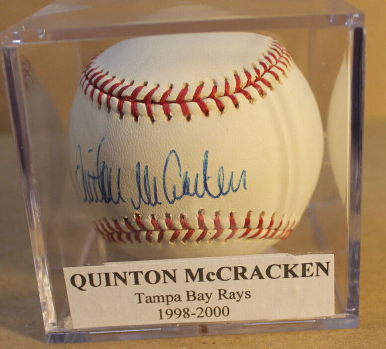 McCRACKEN, QUINTON 1998-2000 TAMPA BAY RAYS SIGNED BASEBALL