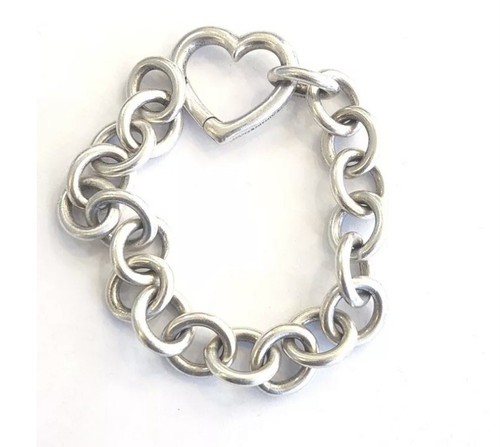 Tiffany & Co.Heart clasp 925 Sterling Silver round link bracelet