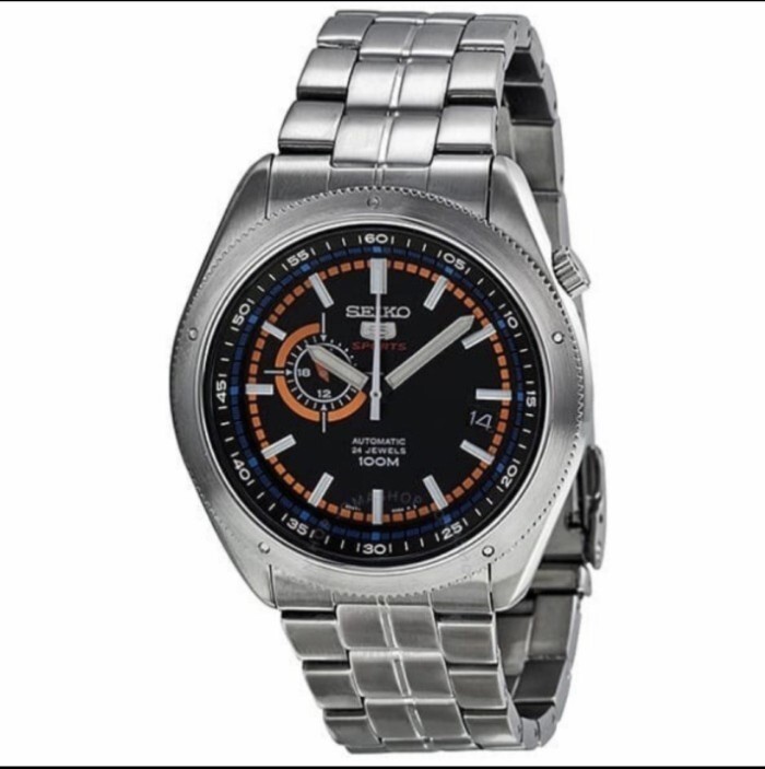 Pre-owned Seiko 5 Sports Ssa067k1 Automatic Watch Silver Exhibition Caseback 4r37 100m