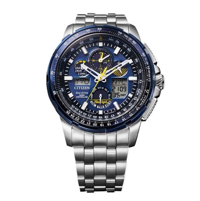 Pre-owned Citizen Promaster Sky Blue Angels Jy8078-52l Eco-drive Solar Atomic Men Watch In Silver