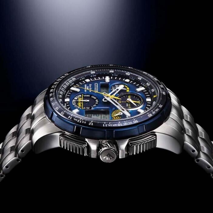 Pre-owned Citizen Promaster Sky Blue Angels Jy8078-52l Eco-drive Solar Atomic Men Watch In Silver