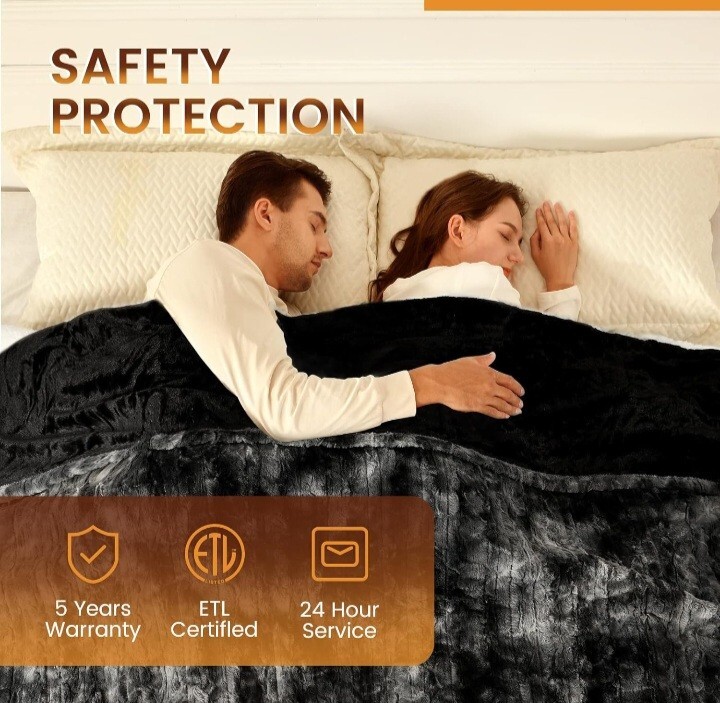 Bearhug Electric Heated Blanket King Size 100" X 90", Dual Controllers