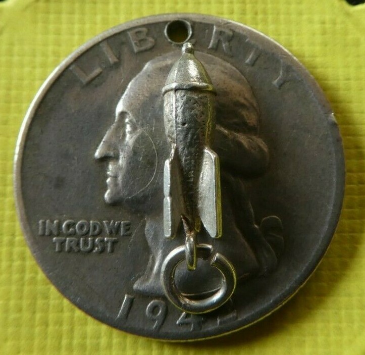 Vintage 1940's Sterling Silver Rocket Ship Charm