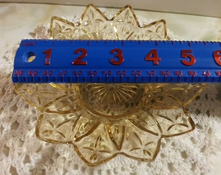 Vintage Yellow Flower / Star  Pointed Petal Edge Dish / Bowl