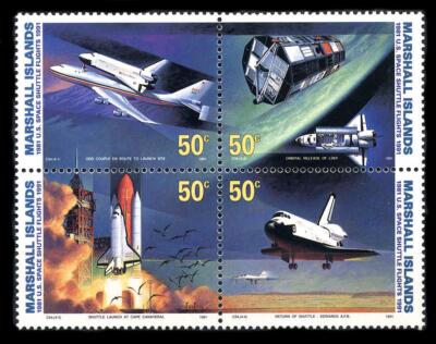 Marshall Islands: 1991 Space Shuttle Flights Block of Four (394a) MNH