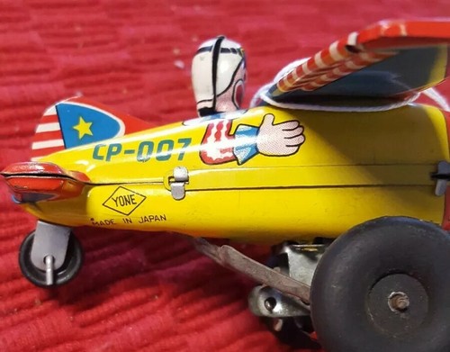 VINTAGE TIN WIND-UP CIRCUS PLANE ? YONE  MADE IN JAPAN  WORKS FABULOUS CONDITION