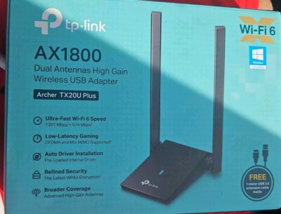 TP-Link AX1800 WiFi 6 USB Adapter for Desktop PC Archer TX20U Plus Brand New