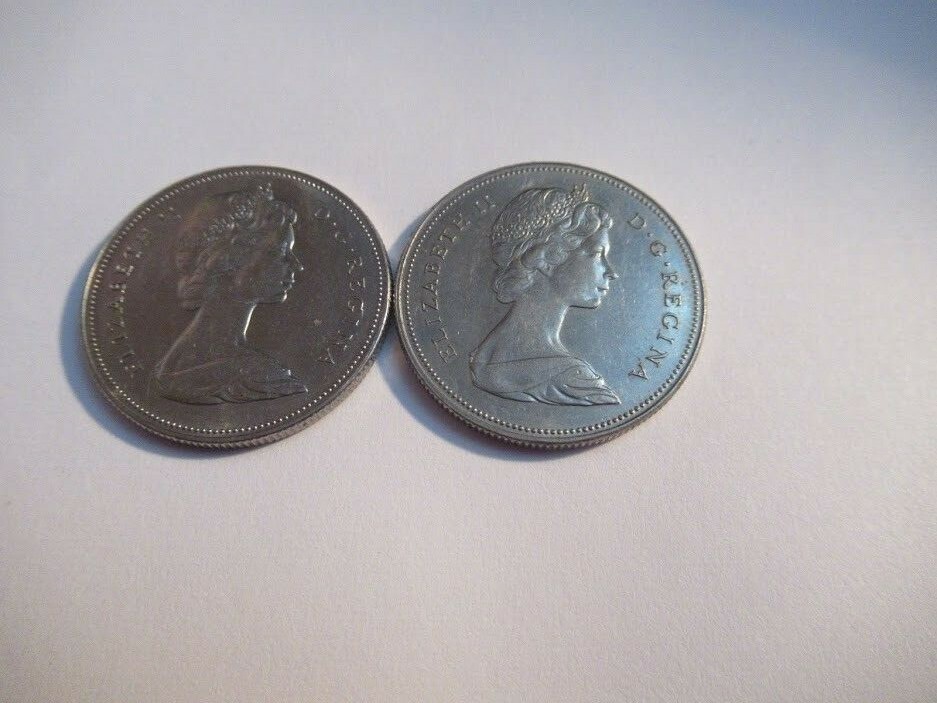 CANADA ELIZABETH 2  50 CENT COINS  TWO X 1969  VERY NICE COINS