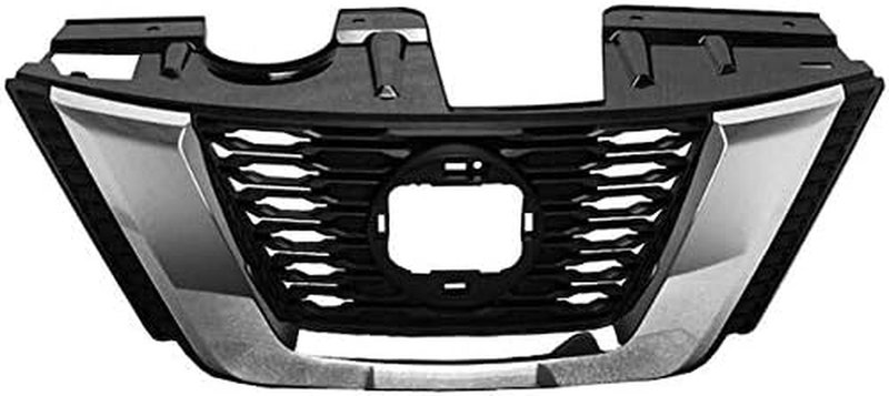 Front Grille Chrome and Textured Black Compatible with 2018-2019 Nissan Rogue