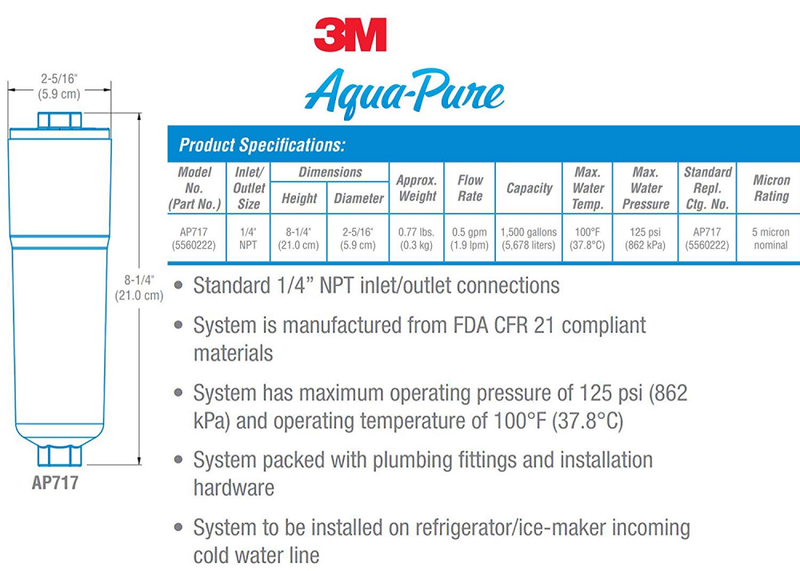 Aqua-Pure AP717 Drinking Water System Filter with Triple Action Filtration