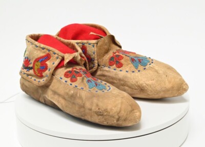 Northern Plains Cree Beaded Hide Moccasins