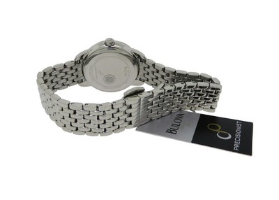 Pre-owned Bulova Precisionist 96p125 Women's Round Mother Of Pearl Diamond Analog Watch