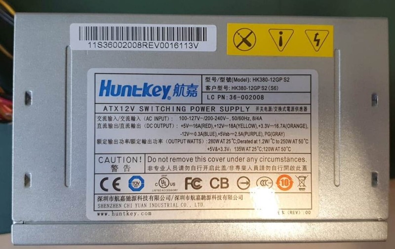 Huntkey Netzteil Power Supply Hk380-12gp S2 280w Lc Pn: 36-002008