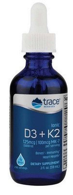 Trace Minerals Ionic D3 + K2 в каплях, 2 унции жидкости