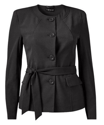 NEW Venus women's  Tie waist blazer Jacket Sz 12 Charcoal Grey Stretch Lined