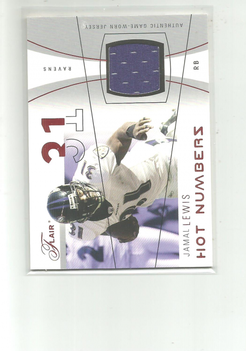 2004 FLAIR HOT NUMBERS GAME USED RED #HNJL JAMAL LEWIS
