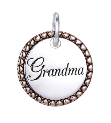 STERLING SILVER AND ROSE TONE METAL CHARM.  ''GRANDMA''  NEW, WITH PURPLE BOX