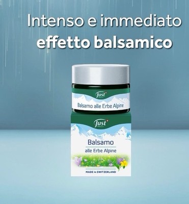 Balsamo alle erbe alpine Just. Unguento balsamico. Per dolori e raffreddori.