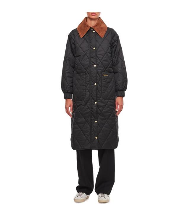 Pre-owned Barbour Marsett Longline Quilted Msrp$420 Warm Attractive Practical Comfortable In Black & Sage Tartan
