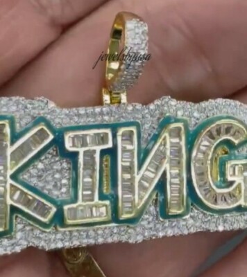 Pre-owned Nsg 1.21ct Baguette Real Moissanite Custom Name Enamel Pendant Rope Chain 925 Silver In White