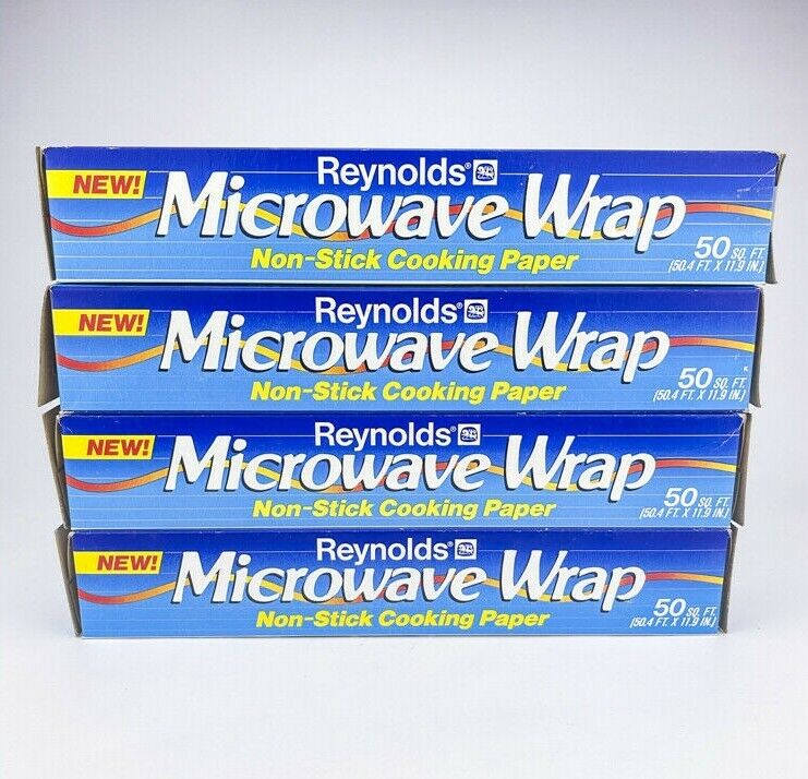 Vintage Reynolds Microwave Wrap Non Stick Cooking Paper 50 sq ft 90s Lot of 4