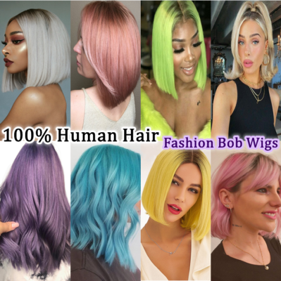 Colored bob 2025 wigs human hair