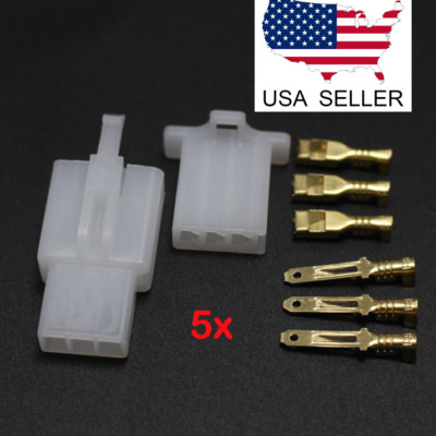 5 pairs 3 Pin Way 2.8mm Automotive Electrical Wire Connector Ebike Scooter