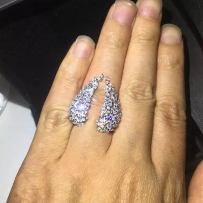 Angel Wing Cubic Zirconia Rhodium Plated Ring