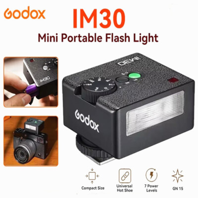 Godox iM30 Mini Flash Light Portable Manual Speedlite Canon Nikon Sony Camera 