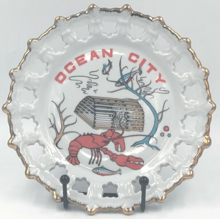 Vtg Ocean City Maryland Collectible Lobster Souvenir City Collector 8" Plate