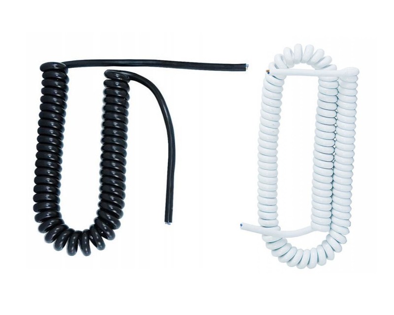 Zug-Spiralkabel Wendelleitung Anschlusskabel GerÃ¤TeanschluÃ 3/5/10m Schwarz/WeiÃ