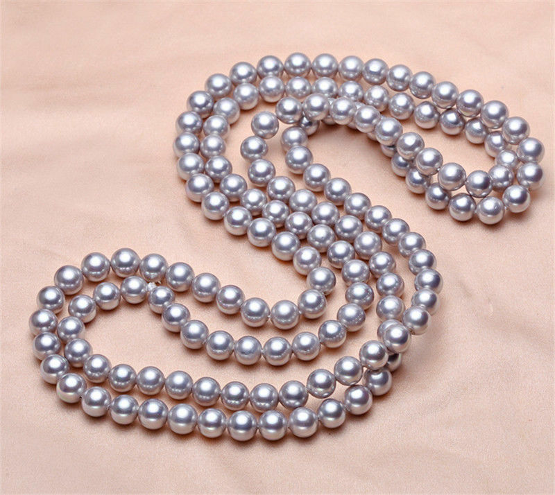 8mm Genuine Yellow South Sea Shell Pearl Round Beads Necklace 51/'/' Long AAA