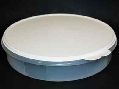New Tupperware Pie Round Keeper 12'' Pastry Server Cool White & Sheer