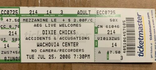 Dixie Chicks Ticket 07/25/06 Wachovia Center Philadelphia 