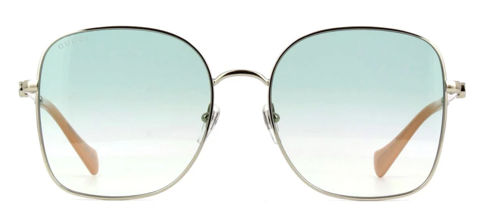 Pre-owned Gucci Women Gg1143s-004 Silver Frame / Green Gradient Lens Sunglasses
