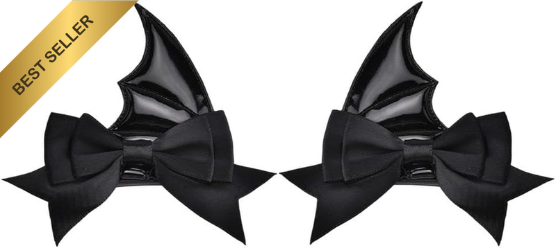 Halloween Bat Wing Bow Hair Clip for Women Black Devil Wings Hairclip Barrettes